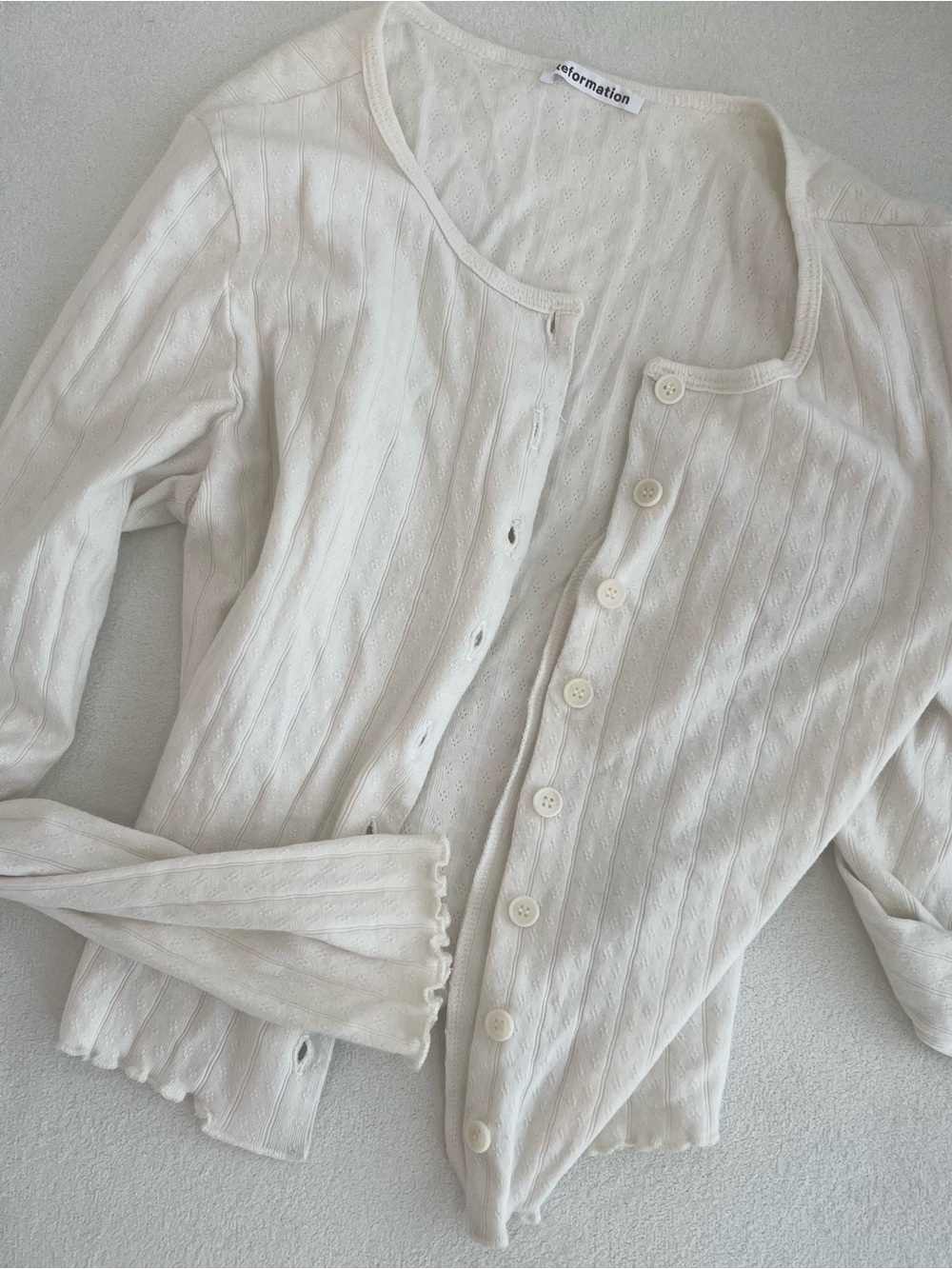 Reformation Pointelle Organic Cotton Cardigan